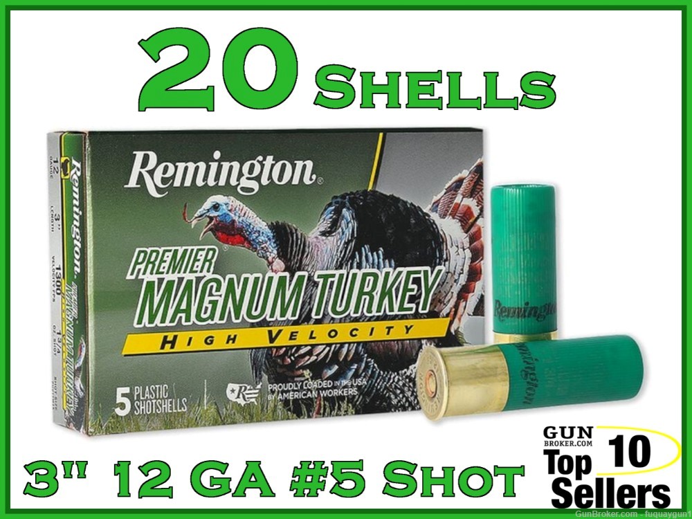 Remington Premier Magnum Turkey High Velocity 3" 12 GA Ammo #5 28031 20ct -img-0