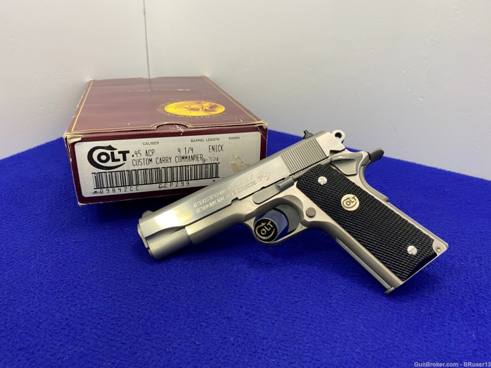 1990 Colt Custom Carry Commander E-Nickel *CUSTOM SHOP 299 of only 500*  -img-2