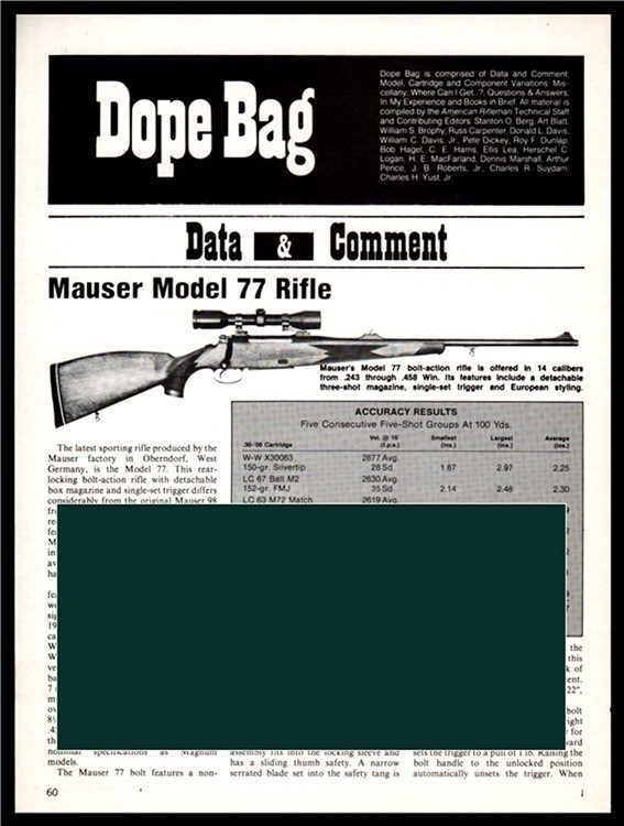 1982 MAUSER Model 77 RIFLE Article w/specs-img-0