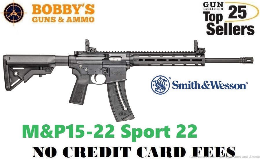 Smith & Wesson 14180 M&P15-22 Sport 22 LR 25+1 16.50" "NO CREDIT CARD FEE"-img-0