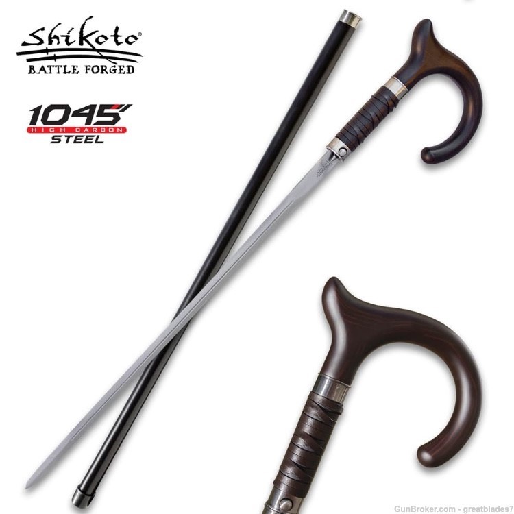 Shikoto Gentleman's Hook Sword Cane - 1045 Carbon Steel Blade FREE SHIPPING-img-0