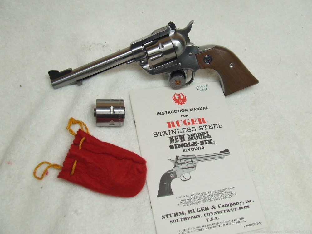 RUGER Single-Six Convertible .22 LR/.22 Mag stainless 80s vintage-img-0