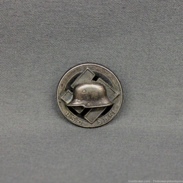 WWII German Stahlhelm Badge N.S.D.  F.B ST. Member Pin-img-0