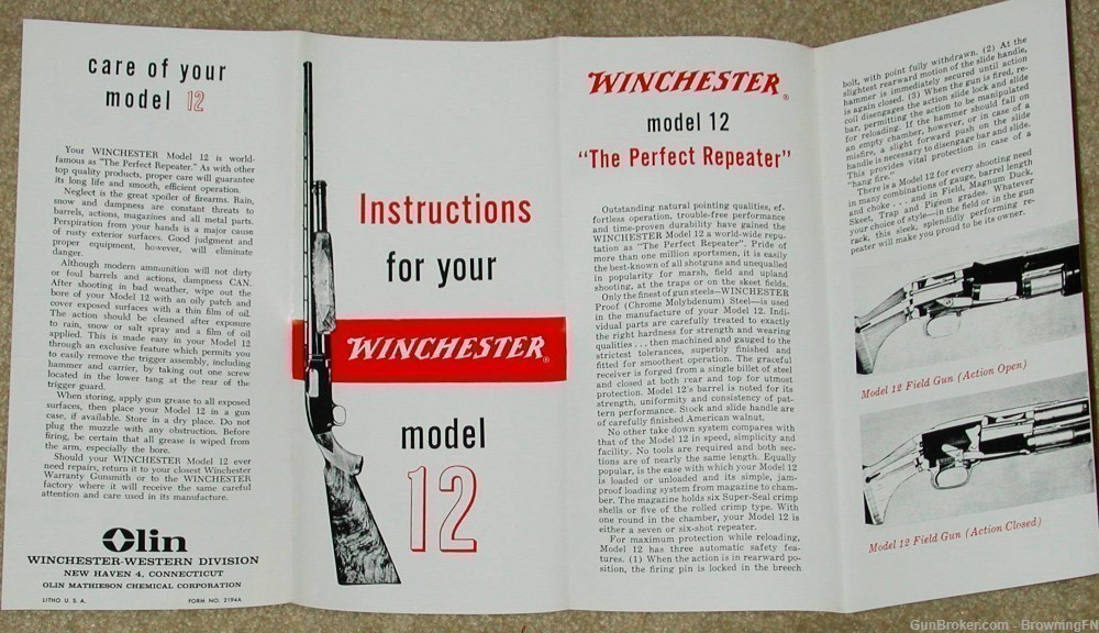 Original Pre 1964 Winchester Model 12 Pump Owners Instruction Manual-img-1