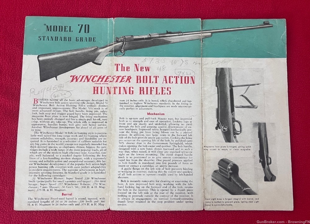 Original Winchester Model 70 Pre 1964 Intro Flyer-img-2
