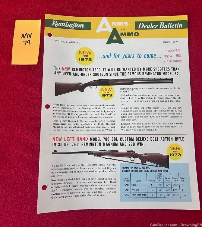 Vintage Remington Model 3200 and Left Hand 700 BDL Intro Flyer-img-0