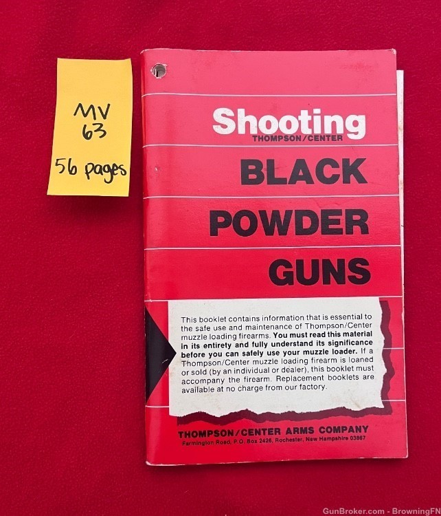 Original T/C Thompson Center "Shooting Black Powder" Booklet-img-0