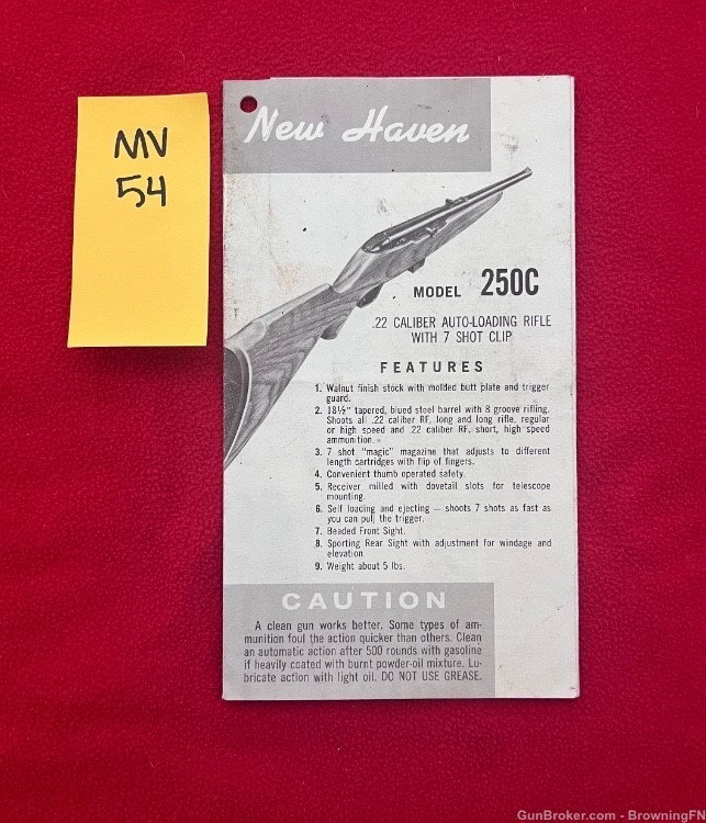 Vintage New Haven Mossberg Model 250C Owners Instruction Manual-img-0