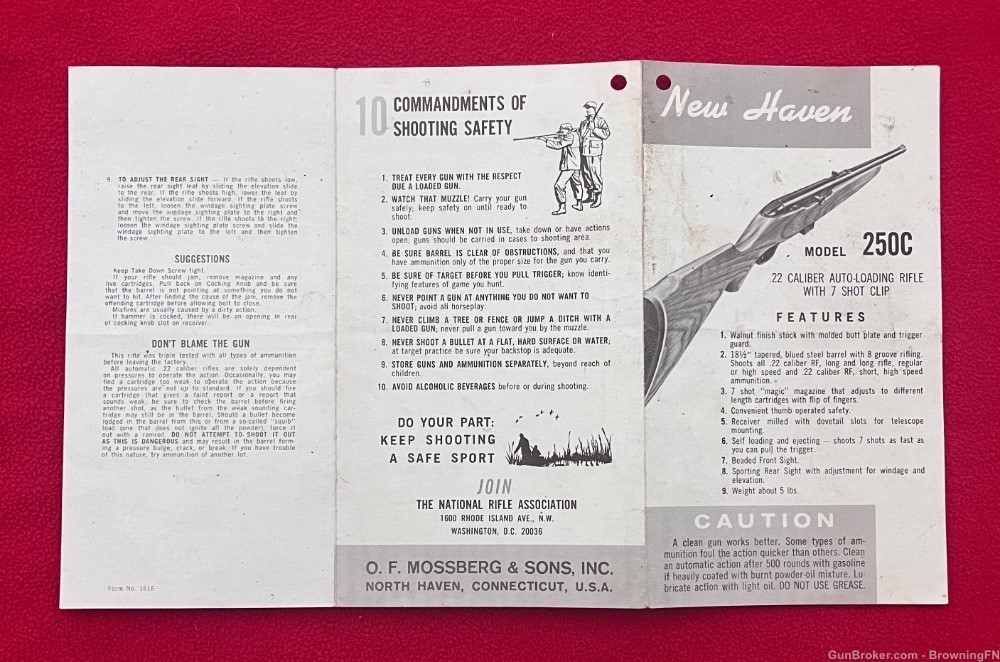 Vintage New Haven Mossberg Model 250C Owners Instruction Manual-img-2