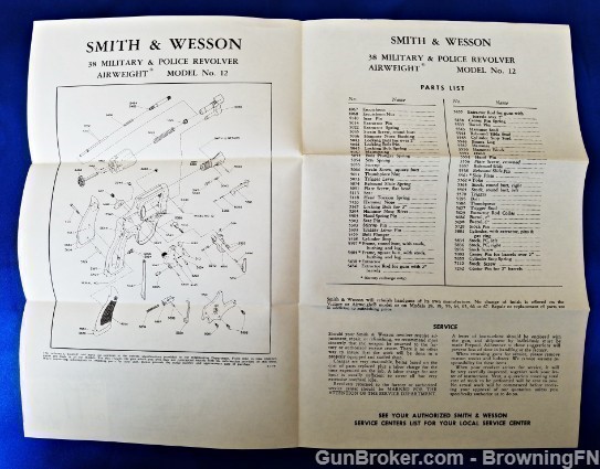 Orig S&W Model 12 Owners Instruction Manual 1974-img-1
