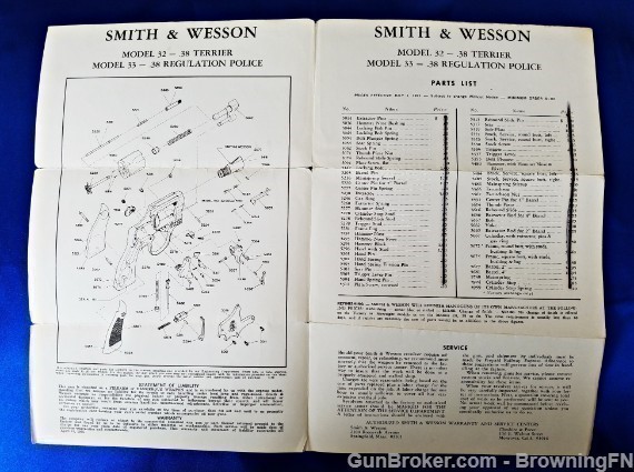 Orig S&W Model 32 33 Owners Instruction Manual 1971-img-1