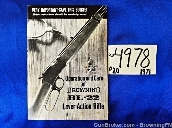 Orig Browning BL-22 Owners Instruction Manual 1971-img-0
