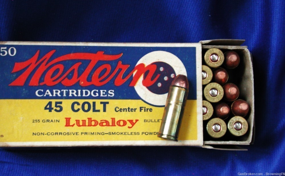 .45 LONG COLT Original Vintage Box 50 Rounds Western Bullseye-img-1