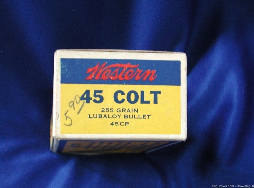 .45 LONG COLT Original Vintage Box 50 Rounds Western Bullseye-img-2