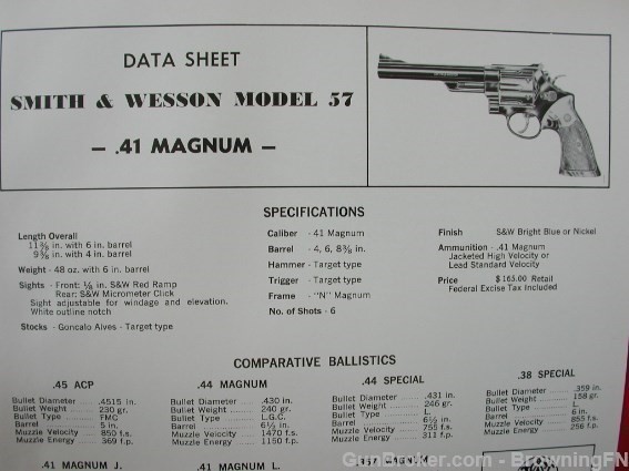 S&W .41 Magnum Model 57 58 Intro Flyer + Load Data-img-1