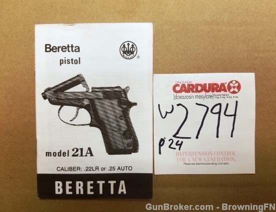 Orig Beretta Model 21A Owners Instruction Manual-img-0