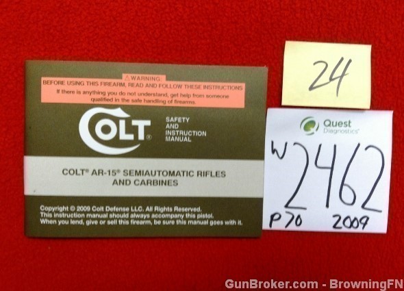 Orig Colt AR-15 Owners Instruction Manual 2009-img-0