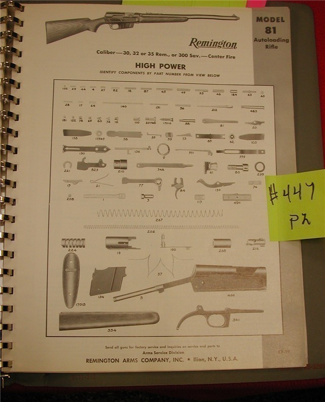 Orig Remington Parts List Schematics Model 81-img-0