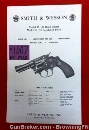 Orig S&W Model 30 & 31 Owners Instruction Manual-img-0