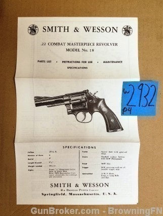 Orig S&W Model 18 Owners Instruction Manual-img-0