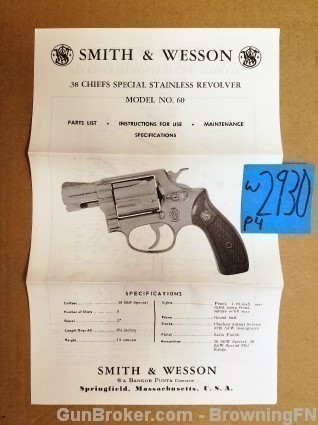 Orig S&W Model 60 Owners Instruction Manual-img-0