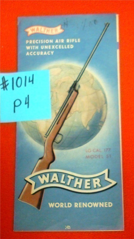 Orig Walther Model 51 Air Gun Rifle Flyer Owners Instruction Manual-img-0