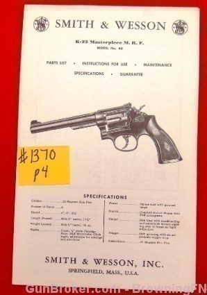 Orig S&W Model No 48 Owners Instruction Manual-img-0