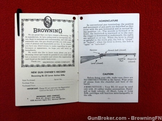 Orig Browning BL22 Owners Instruction Manual-img-1
