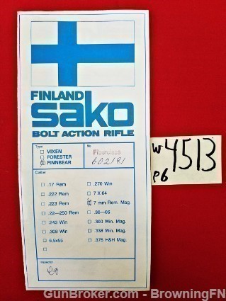 Orig Sako Finnbear Parts List Schematic-img-0