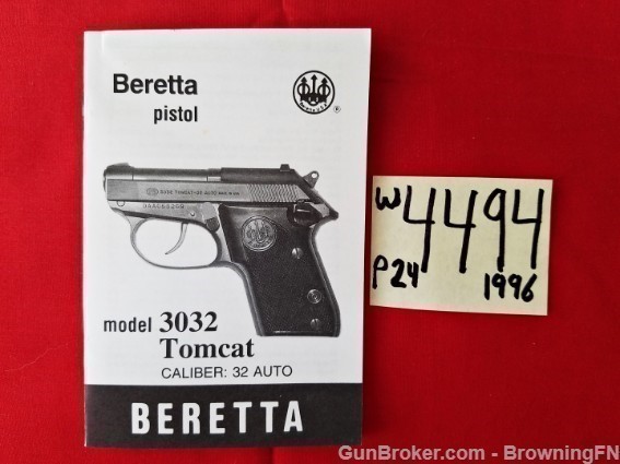 Orig Beretta Model 3032 Tomcat Owners Instruction Manual 1996-img-0