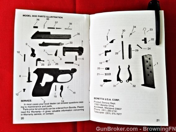 Orig Beretta Model 3032 Tomcat Owners Instruction Manual 1996-img-1