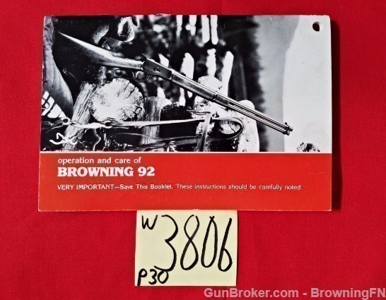 Orig Browning Model 92 Owners Instruction Manual-img-0