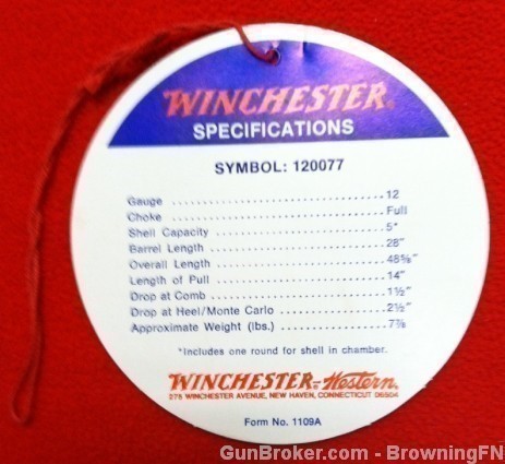 Orig Winchester Model 1200 Hanging Tag-img-1