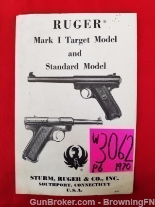 Orig Ruger Mark 1 Target Model Owners Instruction Manual 1970-img-0