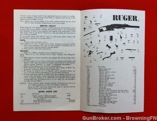 Orig Ruger No.1 Single-Shot Owners Instruction Manual 1975-img-1