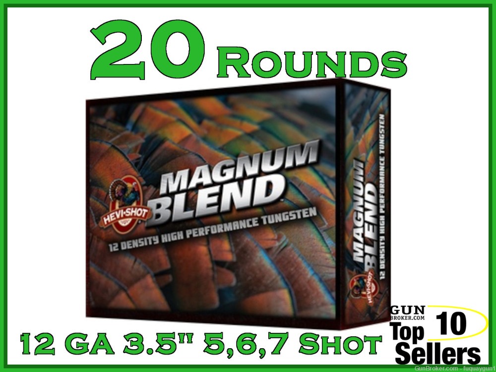 Hevi-Shot Magnum Blend 3.5" 12 Gauge 5, 6, 7 Tungsten Shot Hevi 12 GA Ammo-img-0