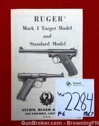 Orig Ruger Mk1 Target Owners Instruction Manual 1967-img-0