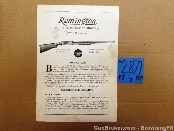 Orig Remington Model 10 Owners Manual 1941-img-0