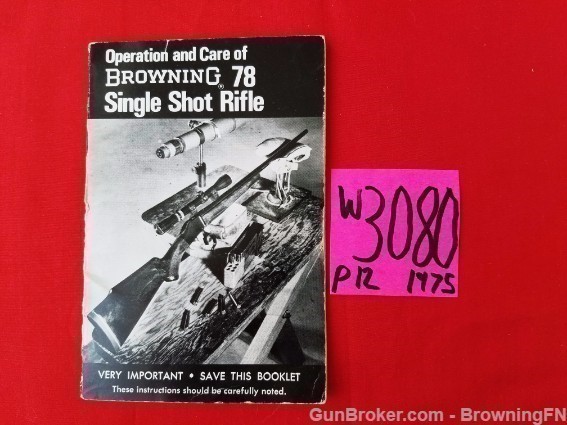 Orig Browning 78 Single Shot Owners Instruction Manual 1975-img-0