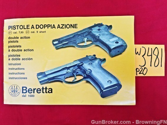 Orig Beretta Double Action Pistols Owners Manual-img-0