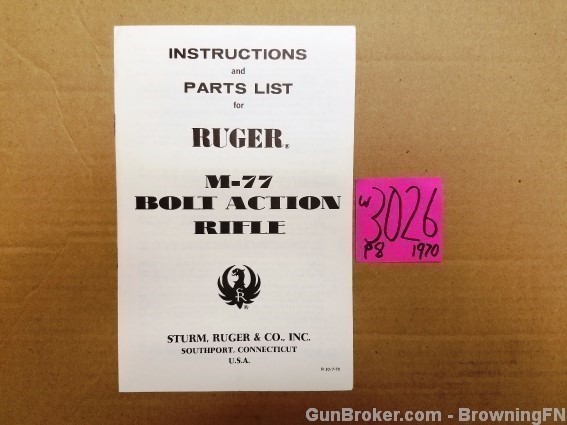 Orig Ruger M-77 Owners Instruction Manual 1970-img-0