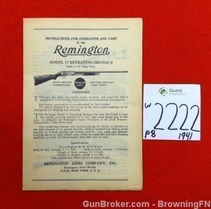 Orig Remiongton Model 17 Owners Manual 1941-img-0