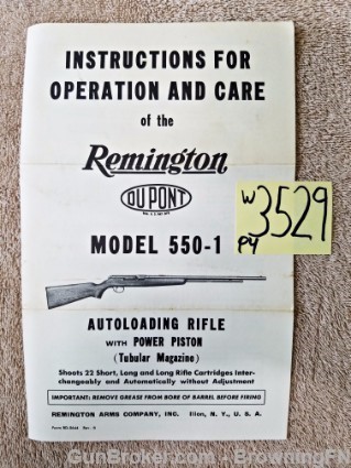Orig Remington Model 550-1 Owners Instruction Manual-img-0