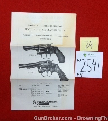 Orig S&W Model 30 31 Owners Instruction Manual-img-0