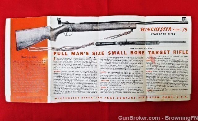 Orig Winchester Model 75 .22 Target Rifle Flyer-img-1