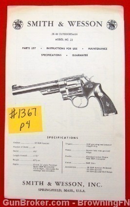Orig S&W Model No 23 Owners Instruction Manual-img-0