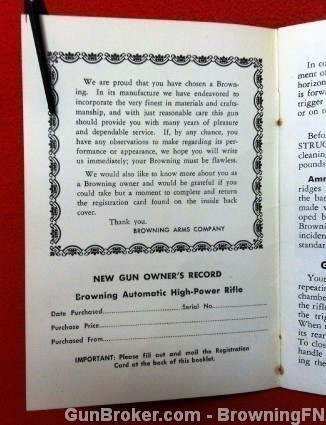 Orig Browning Automatic BAR Rifle Owners Instruction Manual-img-1