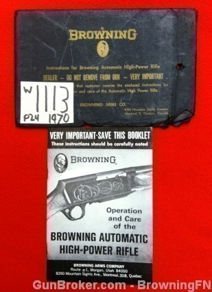 Browning Automatic BAR Rifle Owners Instruction Manual 1970-img-0