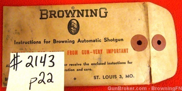 Browning Owners Instruction Manual Model 12 16 Gauge Automatic-img-0