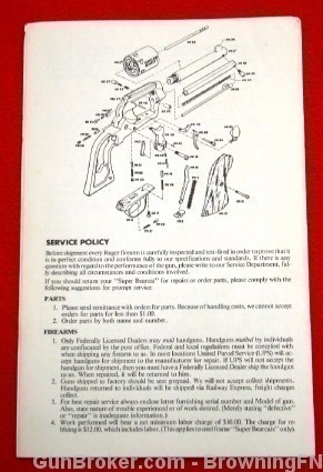 1981 Ruger Owners Instruction Manual Super Bearcat Revolver-img-1
